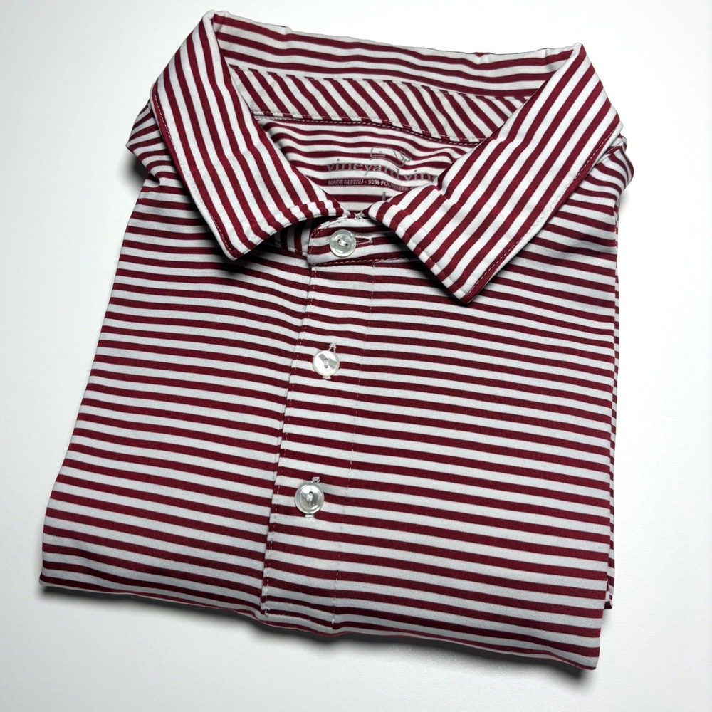 Vineyard Vines Performance Polo Shirt Men's Large‎ Red White Striped golf Shirt - Picture 2 of 7